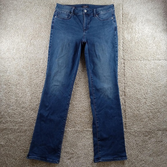 NYDJ Jeans Womens 10 Blue Marilyn Straight Mid Rise Stretch Denim Classic Fit - Picture 1 of 8